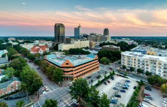 Downtown Raleigh North Carolina at twilight